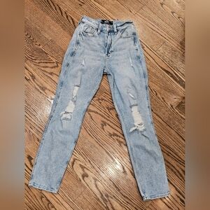 Hollister Ultra High Rose Mom  Distressed Light Blue Women's Jeans
